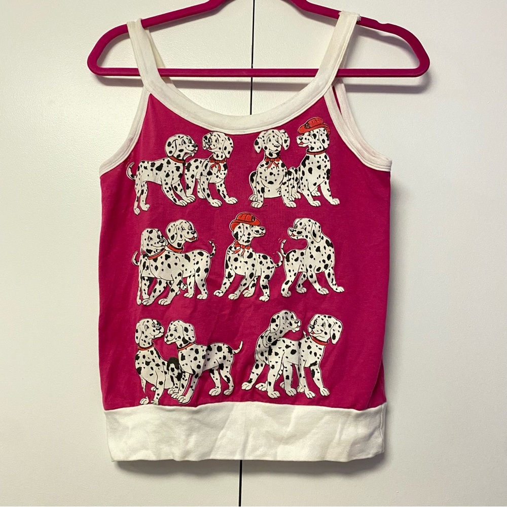 Vintage 90s Dalmatian Pink Tank Top 101 Dalmatians